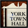 We created this sign with period mahogany spindles, urn and trim for the York Town Hall.